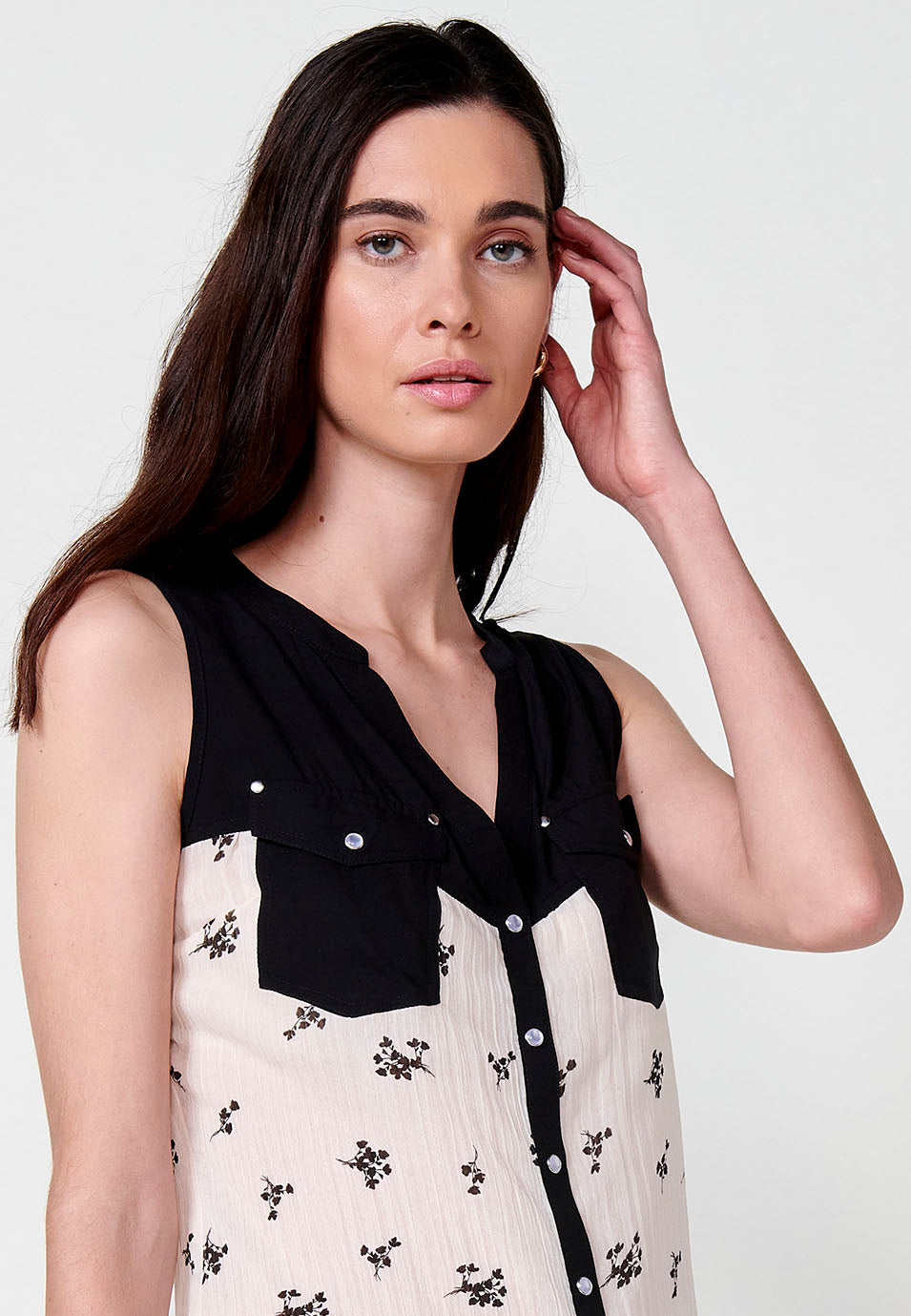 Blusa Mujer Sin Mangas Estampado Floral – Koroshi 2512BL81