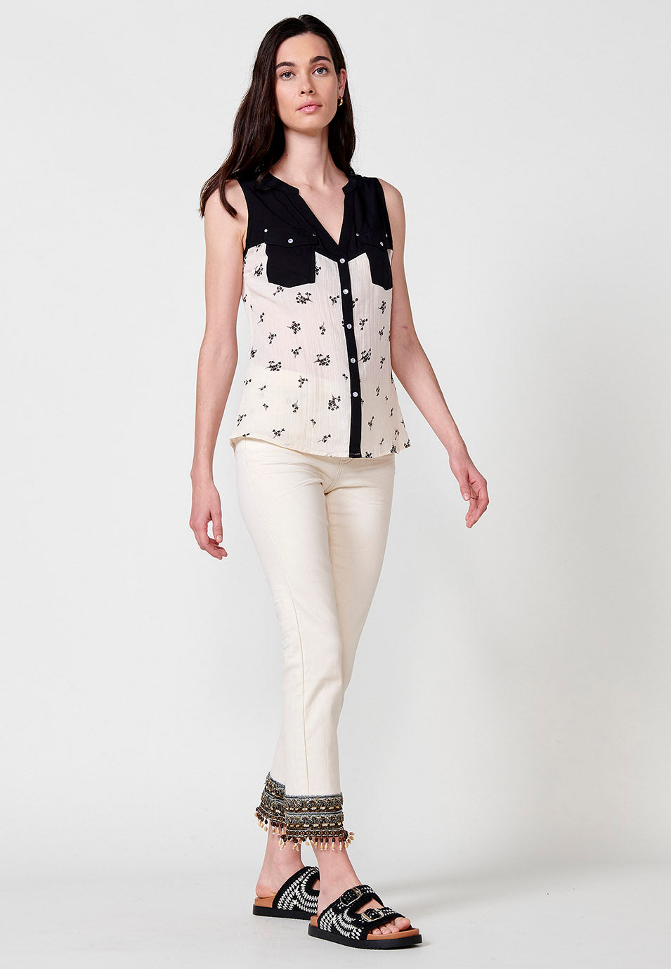 Blusa Mujer Sin Mangas Estampado Floral – Koroshi 2512BL81