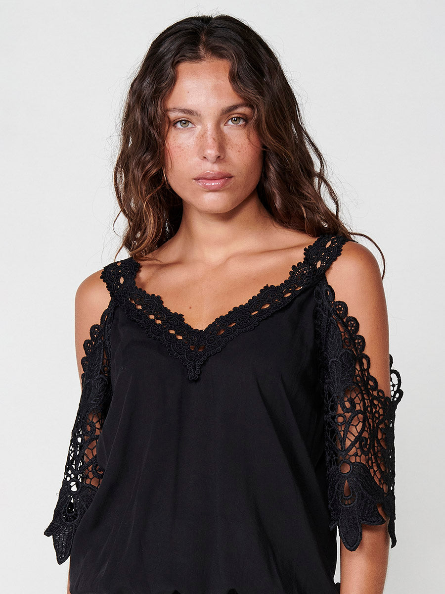Blusa Mujer Sin Mangas Bordada Cuello Camisero – Koroshi Crudo