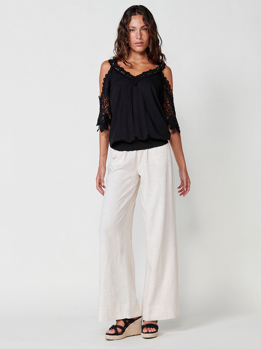 Blusa Mujer Sin Mangas Bordada Cuello Camisero – Koroshi Crudo
