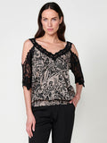 Blusa Mujer Hombros Descubiertos Estampado Cachemir – Koroshi Negra