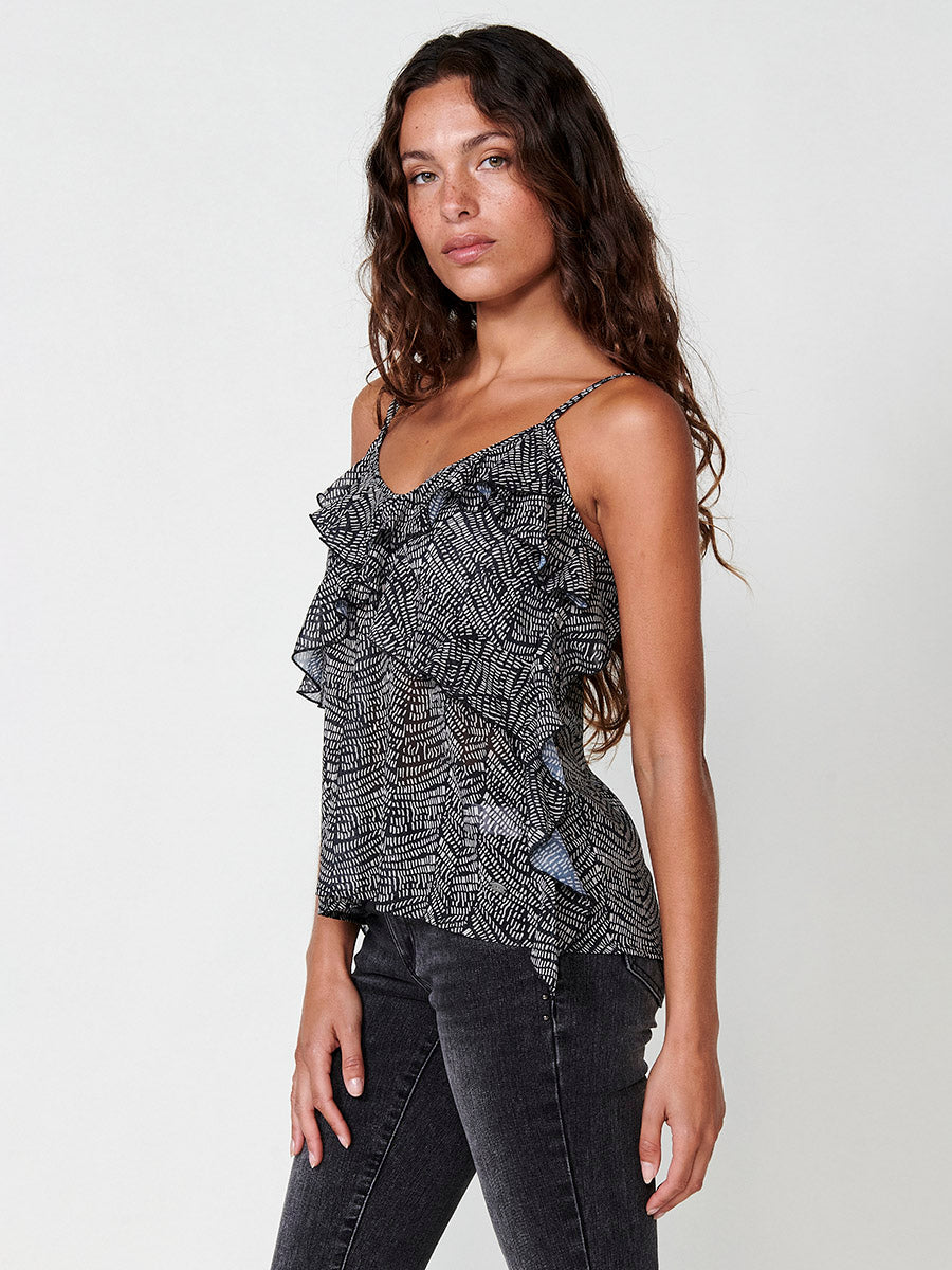 Blusa Mujer Semitransparente Tirantes con Volante – Koroshi 2512BL87