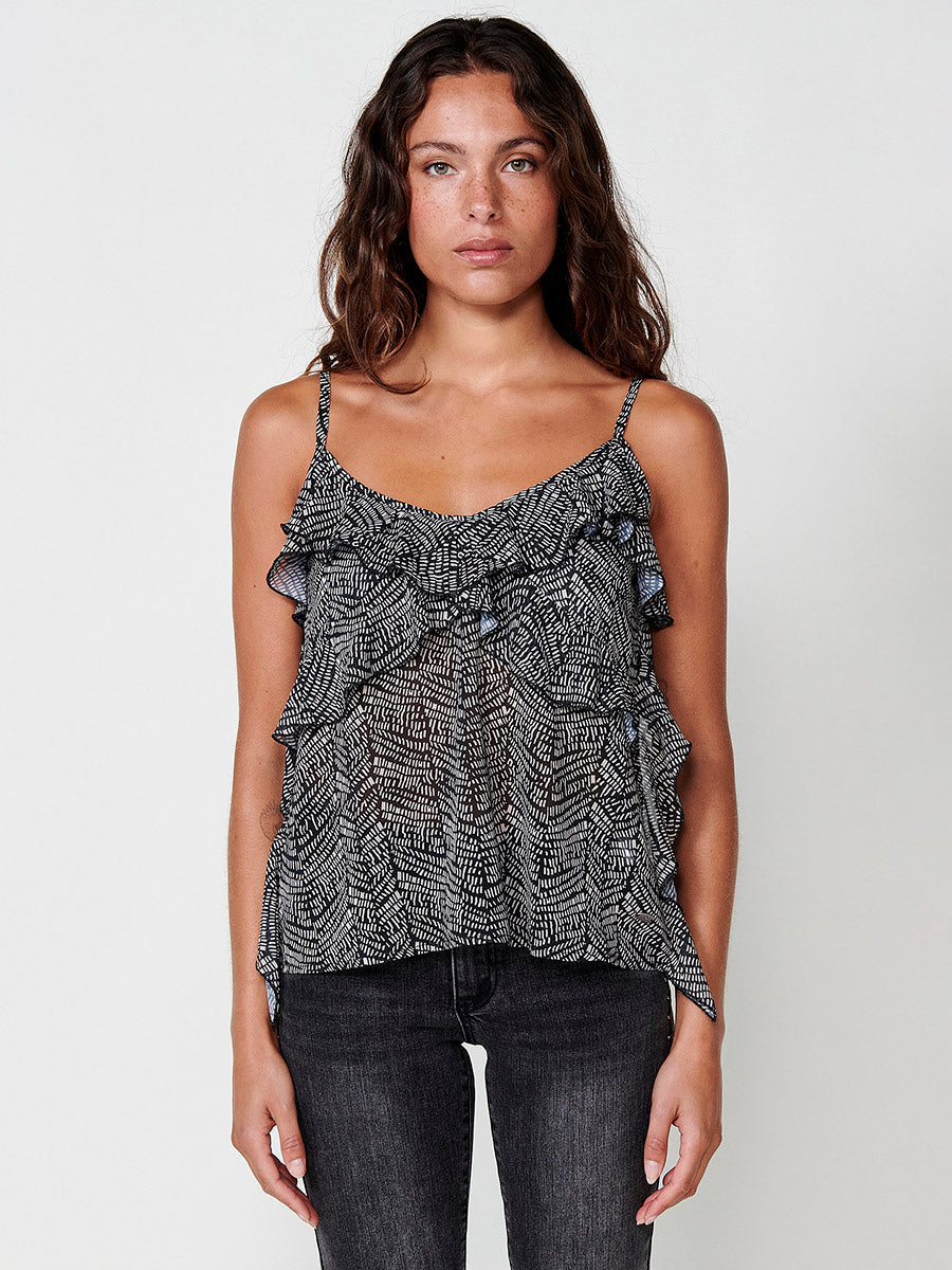 Blusa Mujer Semitransparente Tirantes con Volante – Koroshi 2512BL87