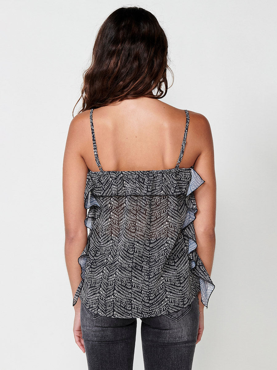Blusa Mujer Semitransparente Tirantes con Volante – Koroshi 2512BL87