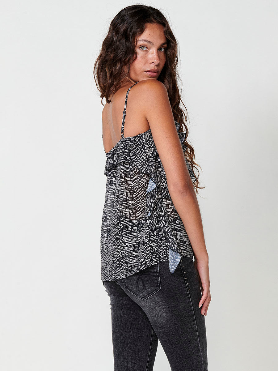 Blusa Mujer Semitransparente Tirantes con Volante – Koroshi 2512BL87