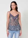 Blusa Mujer Semitransparente Estampado Animal – Koroshi Azul Marino