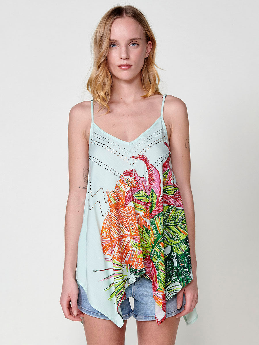 Blusa Mujer Tirantes Estampado Tropical – Koroshi Multicolor