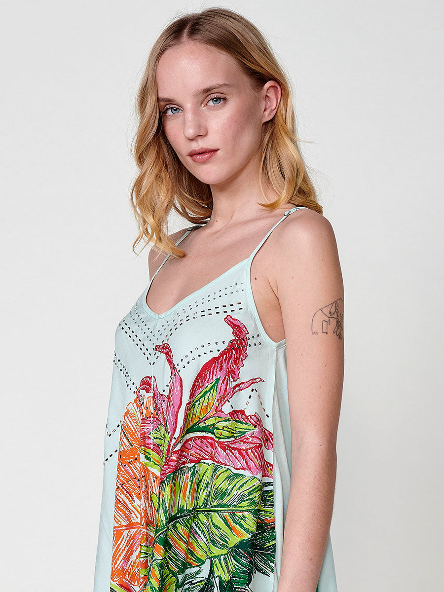 Blusa Mujer Tirantes Estampado Tropical – Koroshi Multicolor