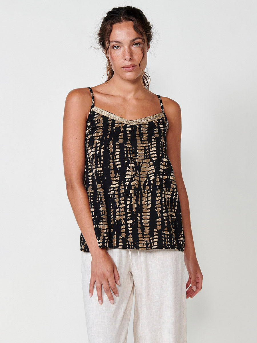 Blusa Mujer Tirantes Estampado Tie Dye – Koroshi Negra