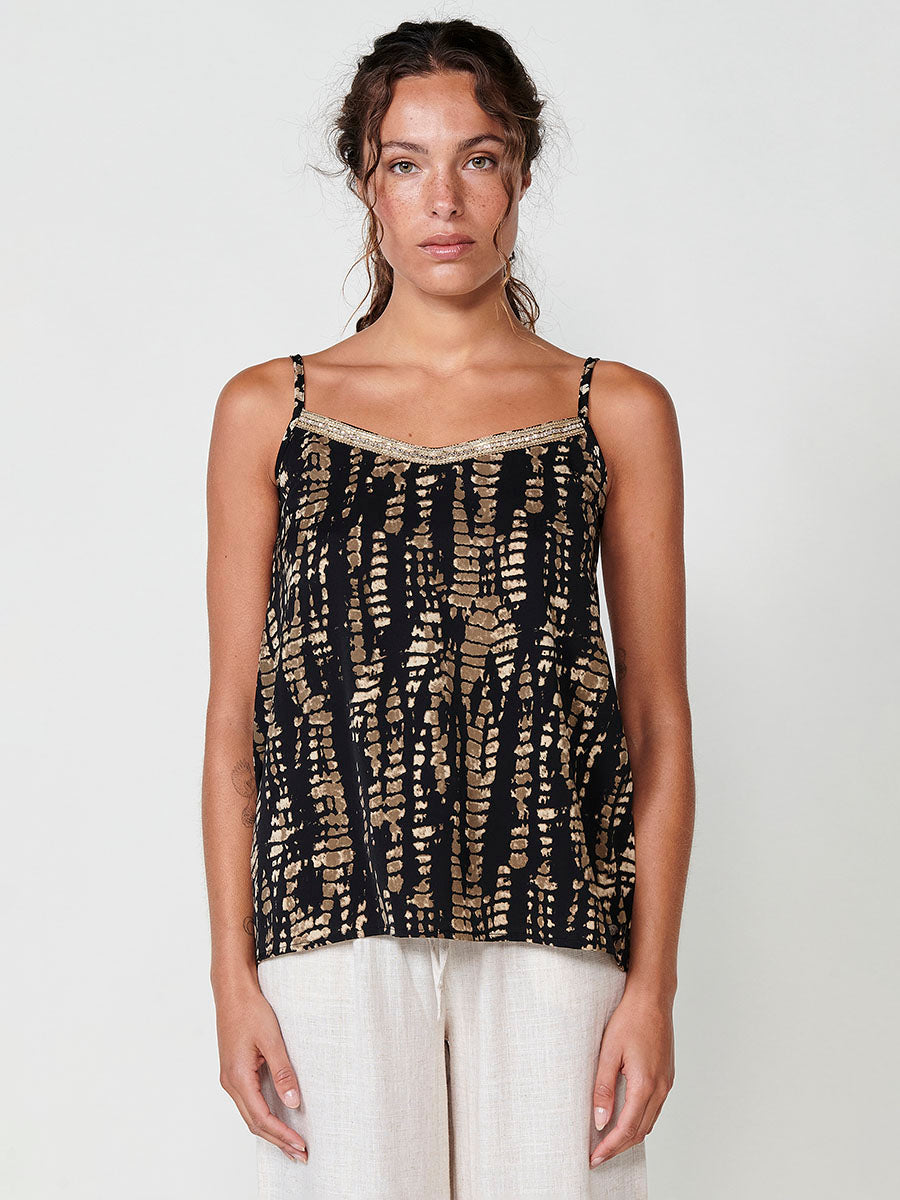 Blusa Mujer Tirantes Estampado Tie Dye – Koroshi Negra