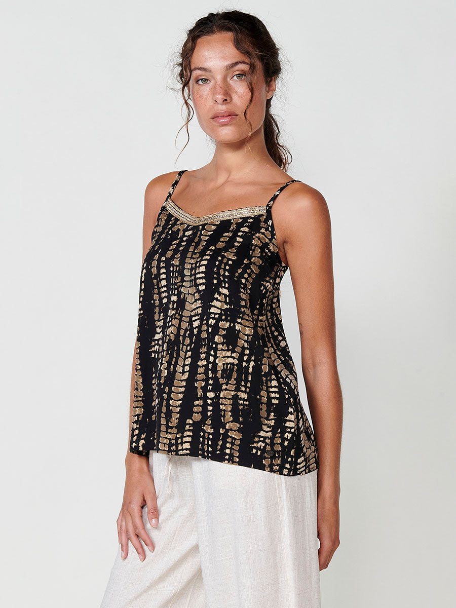 Blusa Mujer Tirantes Estampado Tie Dye – Koroshi Negra