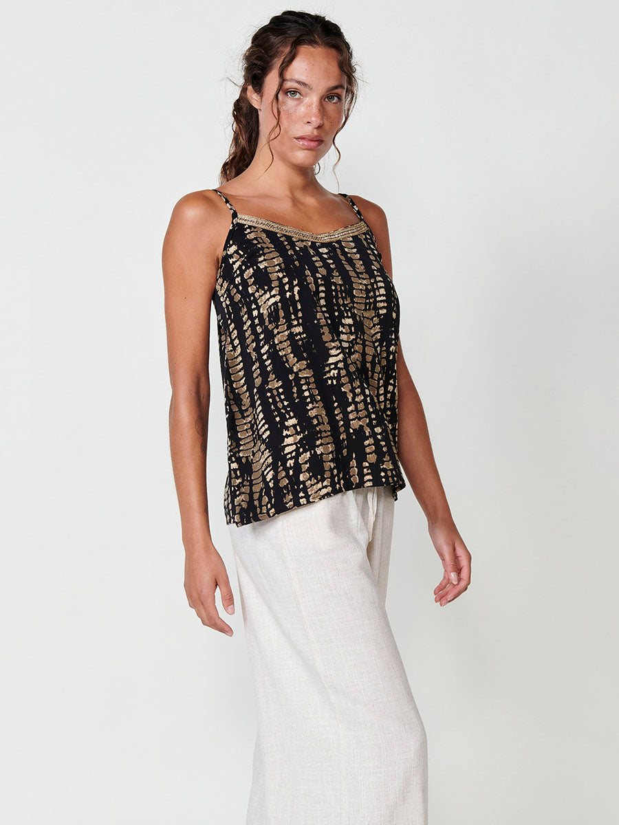 Blusa Mujer Tirantes Estampado Tie Dye – Koroshi Negra