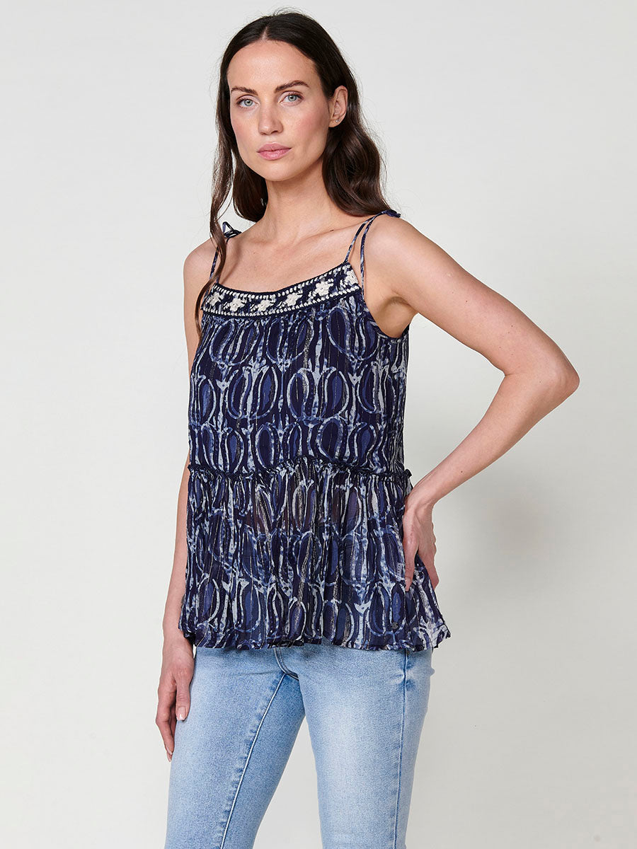 Blusa Mujer Tirantes Estampado Animal – Koroshi Azul