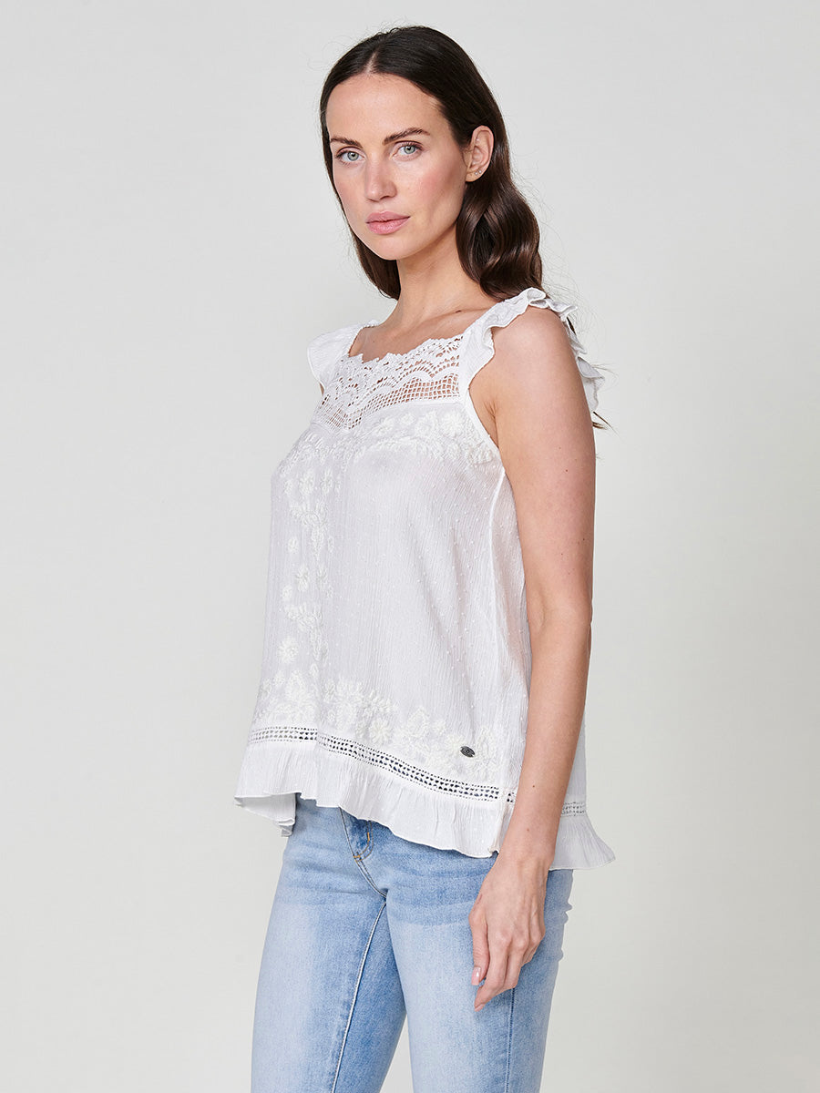 Blusa Mujer Tirantes Estampado Metalizado – Koroshi Negra