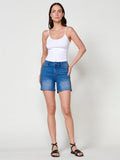Short vaquero Mujer efecto lavado con bordado de pedrería lateral – Koroshi azul