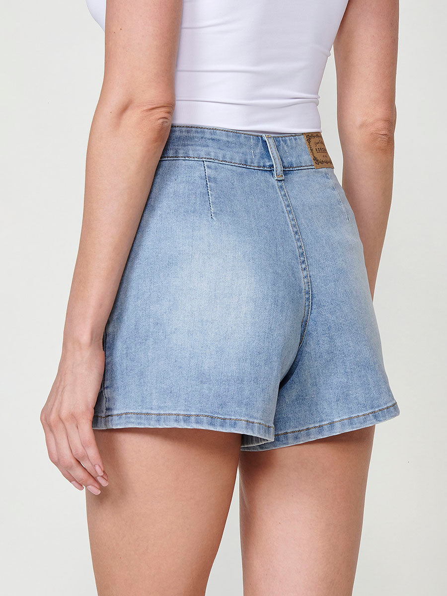 Falda pantalón Mujer vaquera con pespuntes – Koroshi azul claro