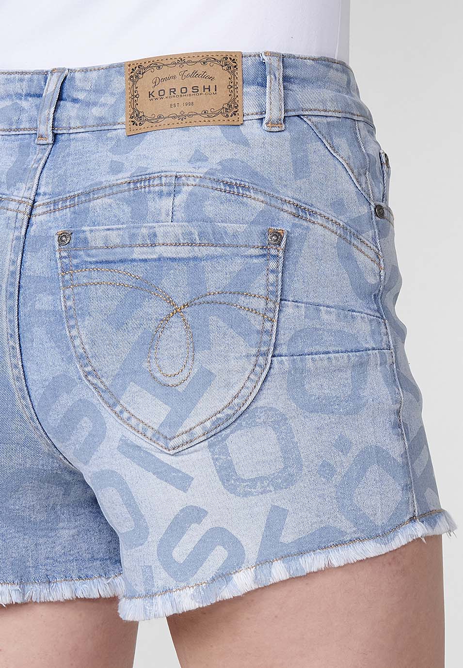 Short Vaquero Mujer Push Up Tiro Medio Bajo Deshilachado – Koroshi 2512PS80