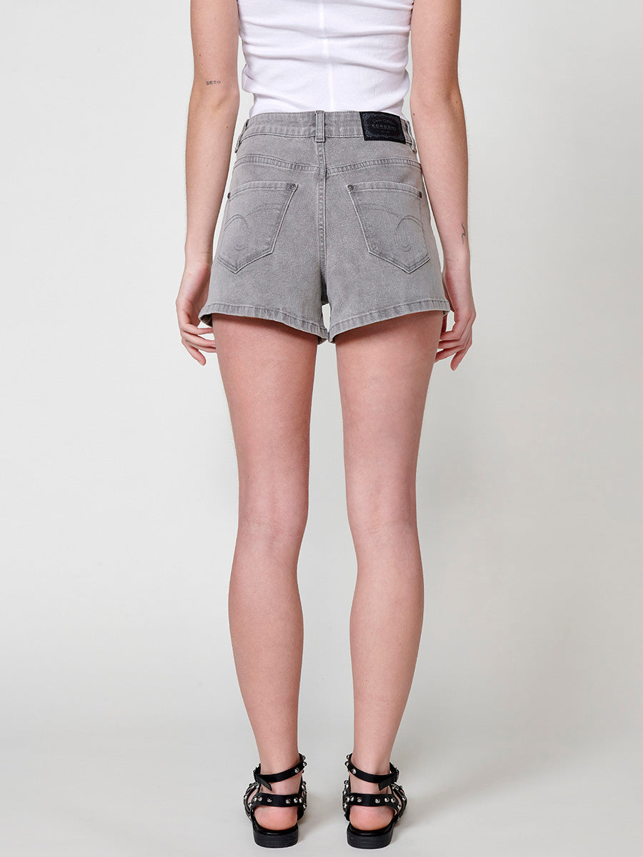 Short vaquero Mujer denim con cenefa étnica bordada y brillos – Koroshi 2512PS82