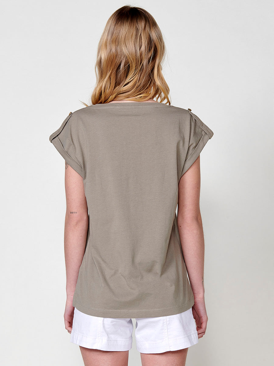 Camiseta Mujer Manga Corta Algodón Bolsillo Frontal – Koroshi 2512TP16