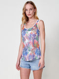 Top Mujer sin mangas de tul con estampado floral y lentejuelas – Koroshi blanco
