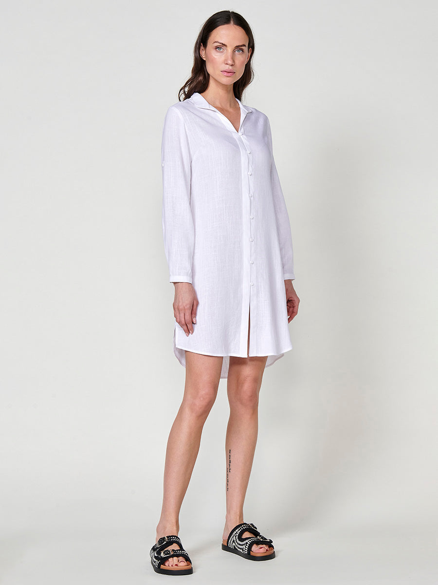Vestido Mujer camisero de lino largo a rodilla – Koroshi 2512VS02