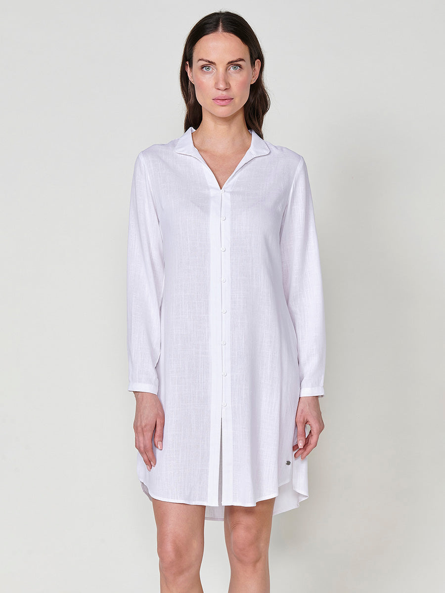 Vestido Mujer camisero de lino largo a rodilla – Koroshi 2512VS02
