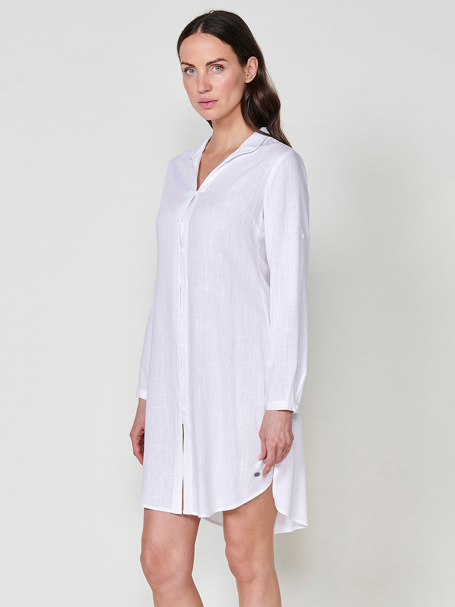 Vestido Mujer camisero de lino largo a rodilla – Koroshi 2512VS02