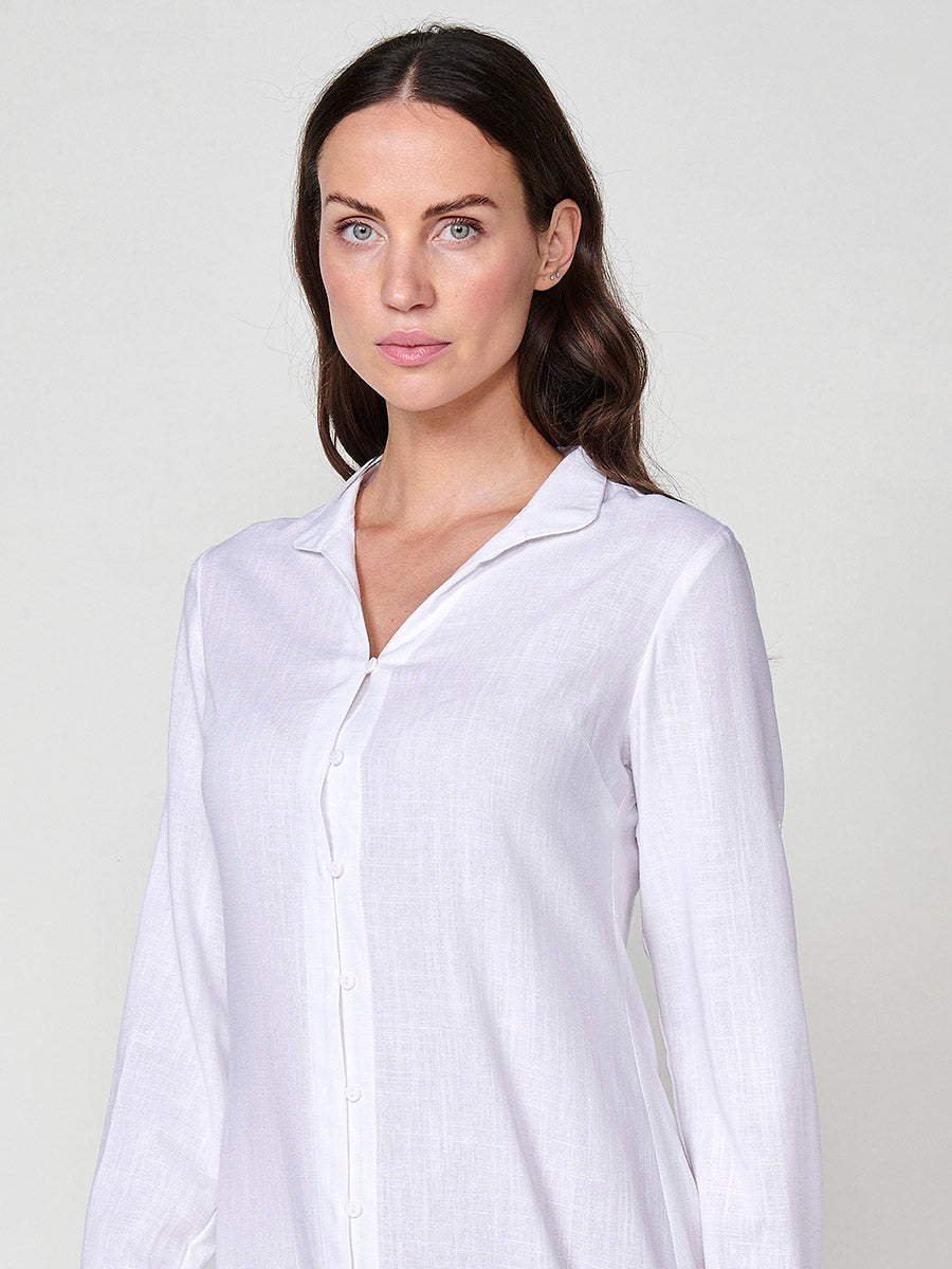 Vestido Mujer camisero de lino largo a rodilla – Koroshi 2512VS02