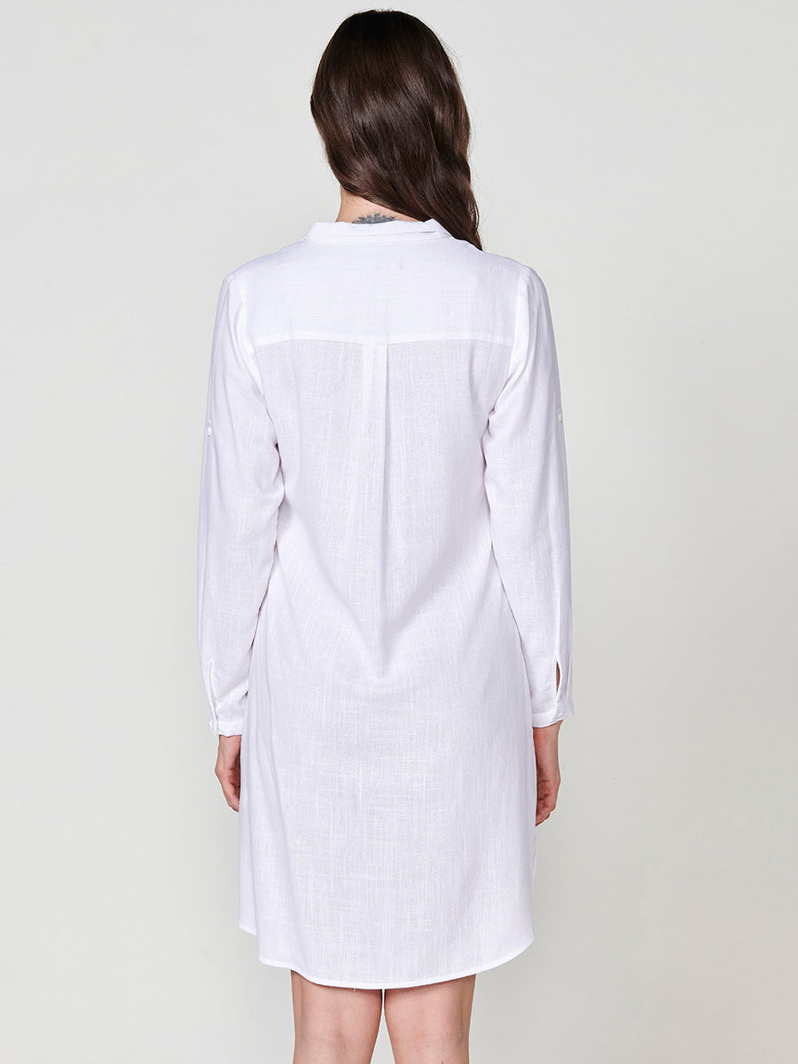 Vestido Mujer camisero de lino largo a rodilla – Koroshi 2512VS02