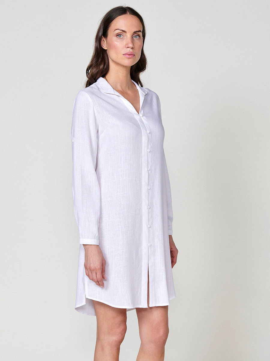 Vestido Mujer camisero de lino largo a rodilla – Koroshi 2512VS02