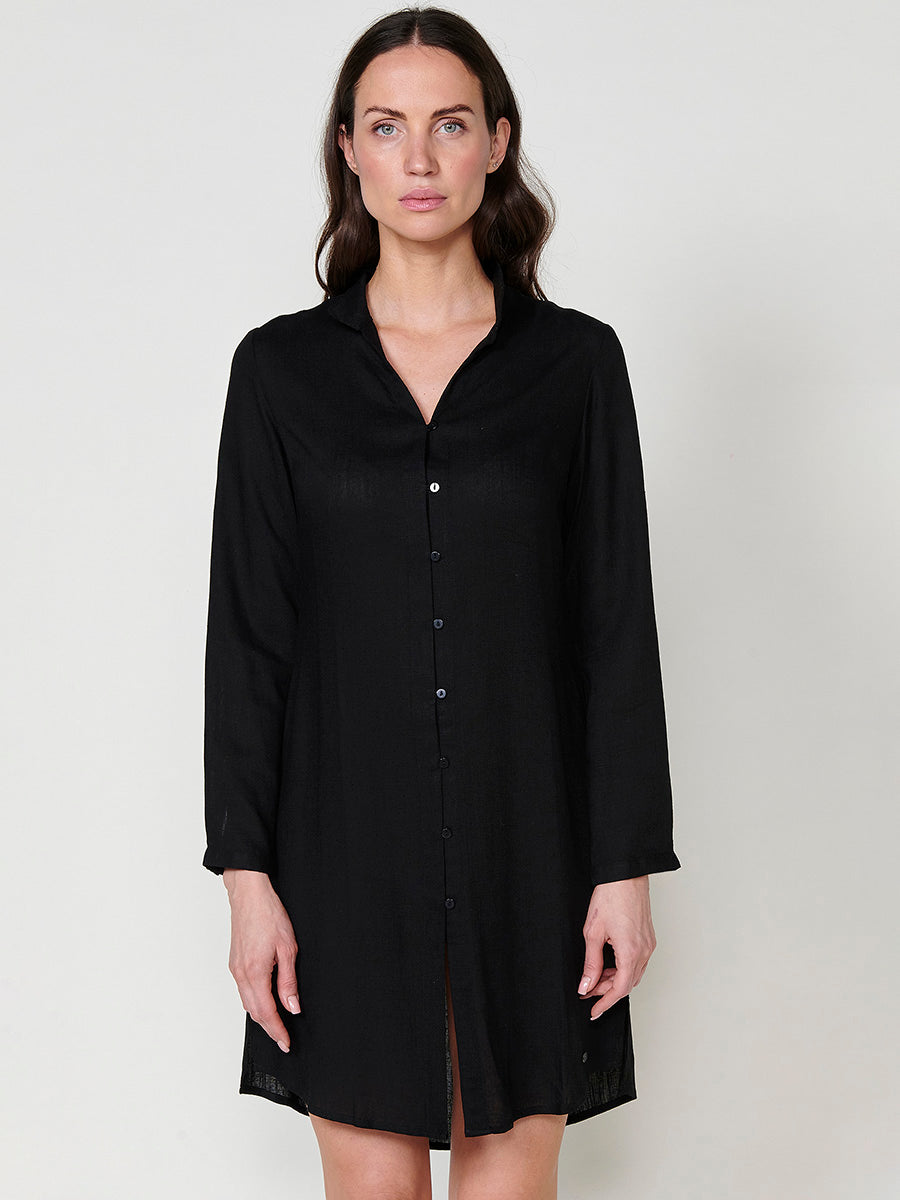 Vestido Mujer camisero de lino largo a rodilla – Koroshi 2512VS02