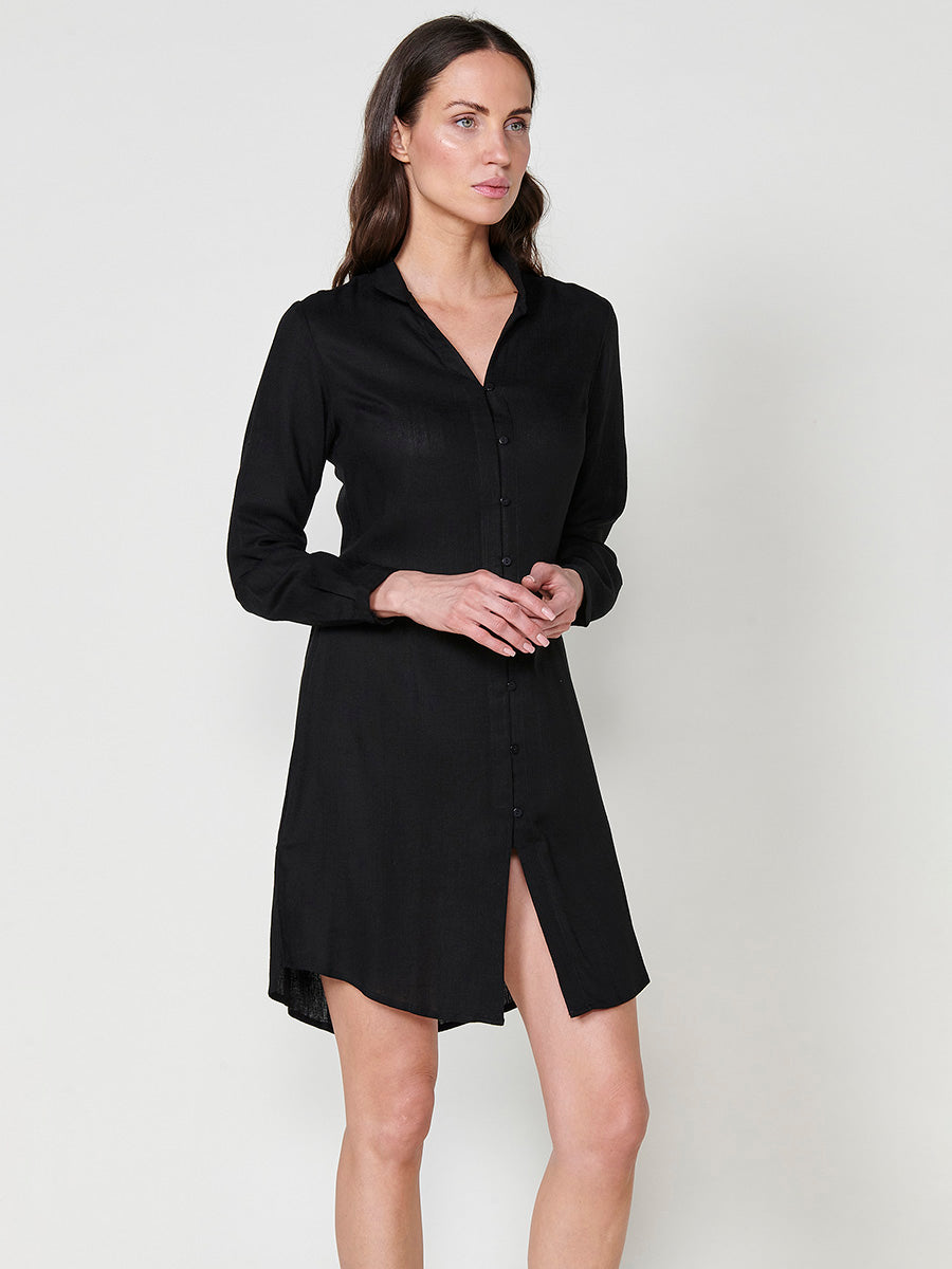 Vestido Mujer camisero de lino largo a rodilla – Koroshi 2512VS02
