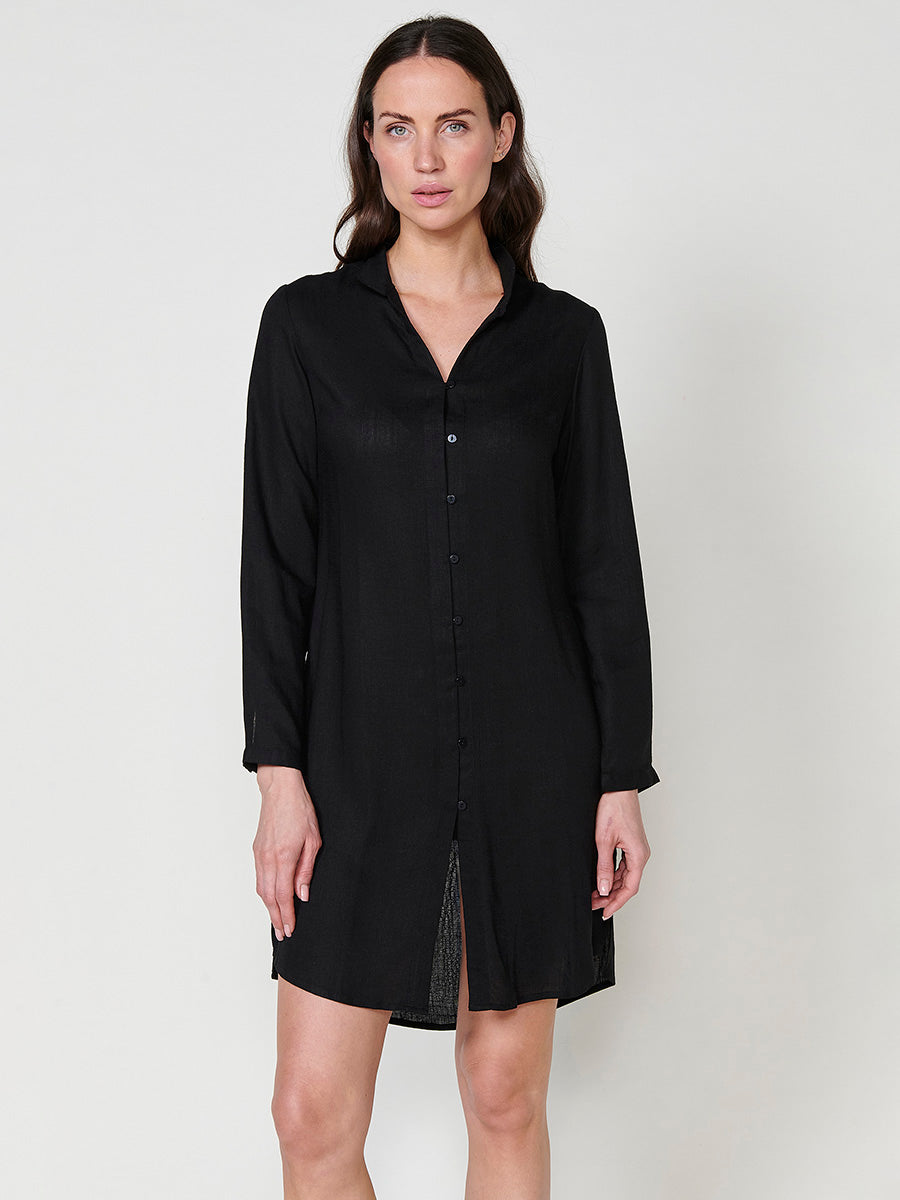 Vestido Mujer camisero de lino largo a rodilla – Koroshi 2512VS02