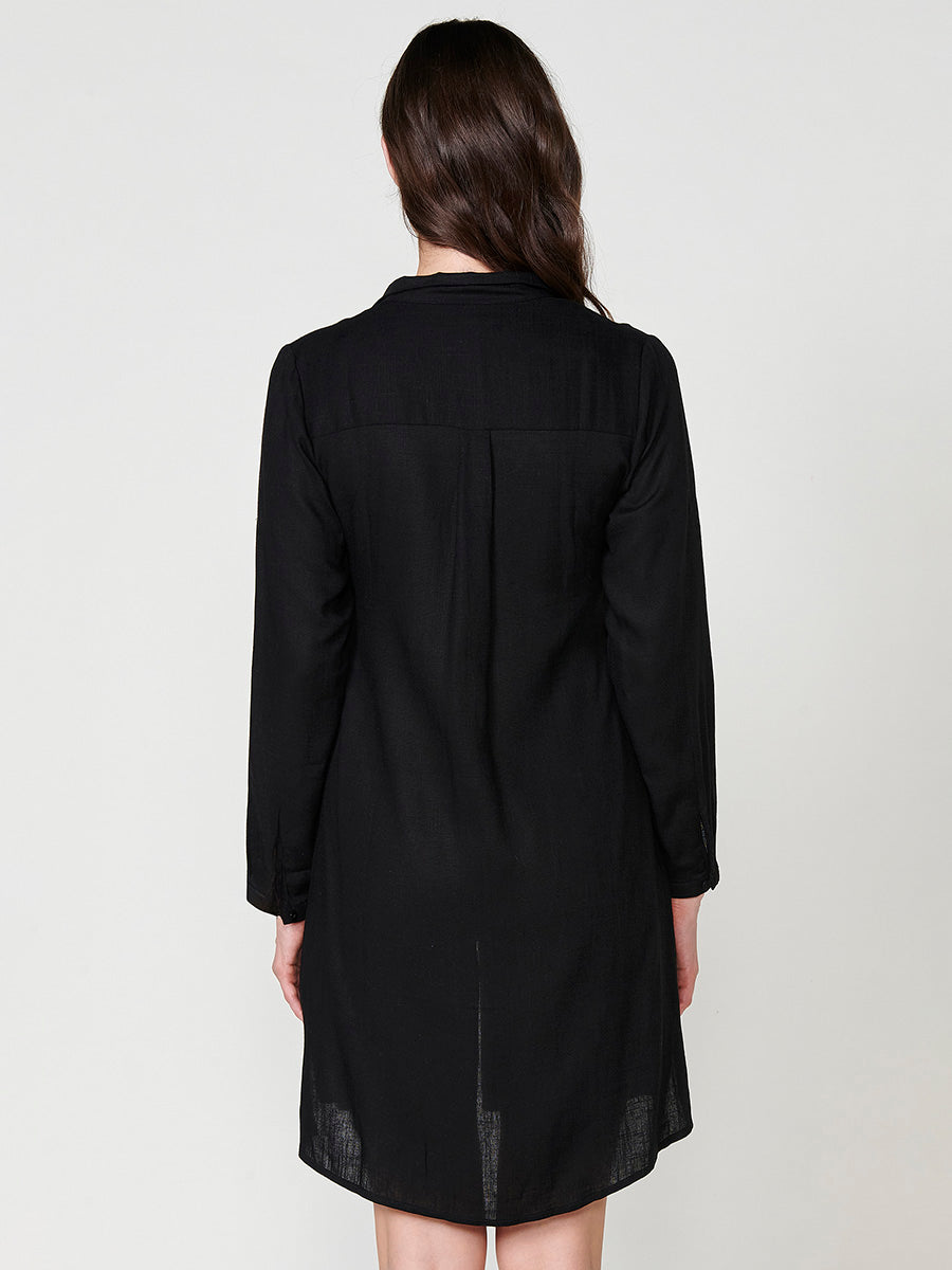 Vestido Mujer camisero de lino largo a rodilla – Koroshi 2512VS02