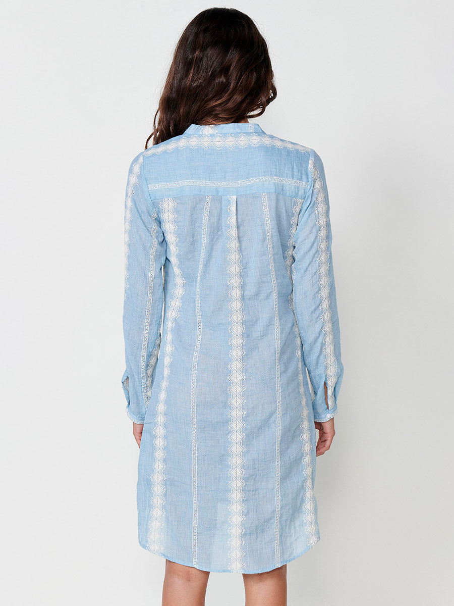 Vestido Mujer camisero largo a rodilla con cuello mao – Koroshi azul