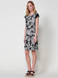 Vestido Mujer corto estampado tropical con bordado – Koroshi negro