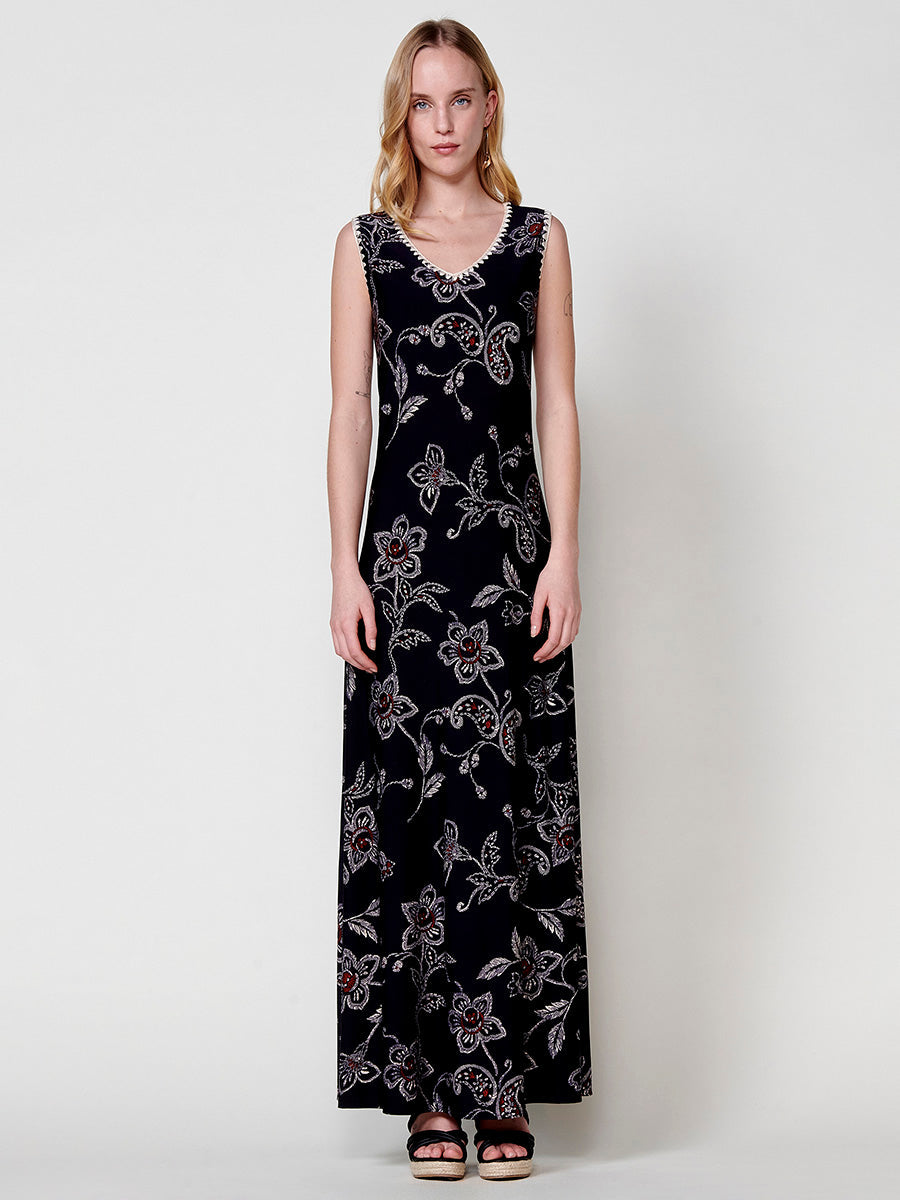 Vestido Mujer largo de tirantes estampado tropical – Koroshi 2512VS32