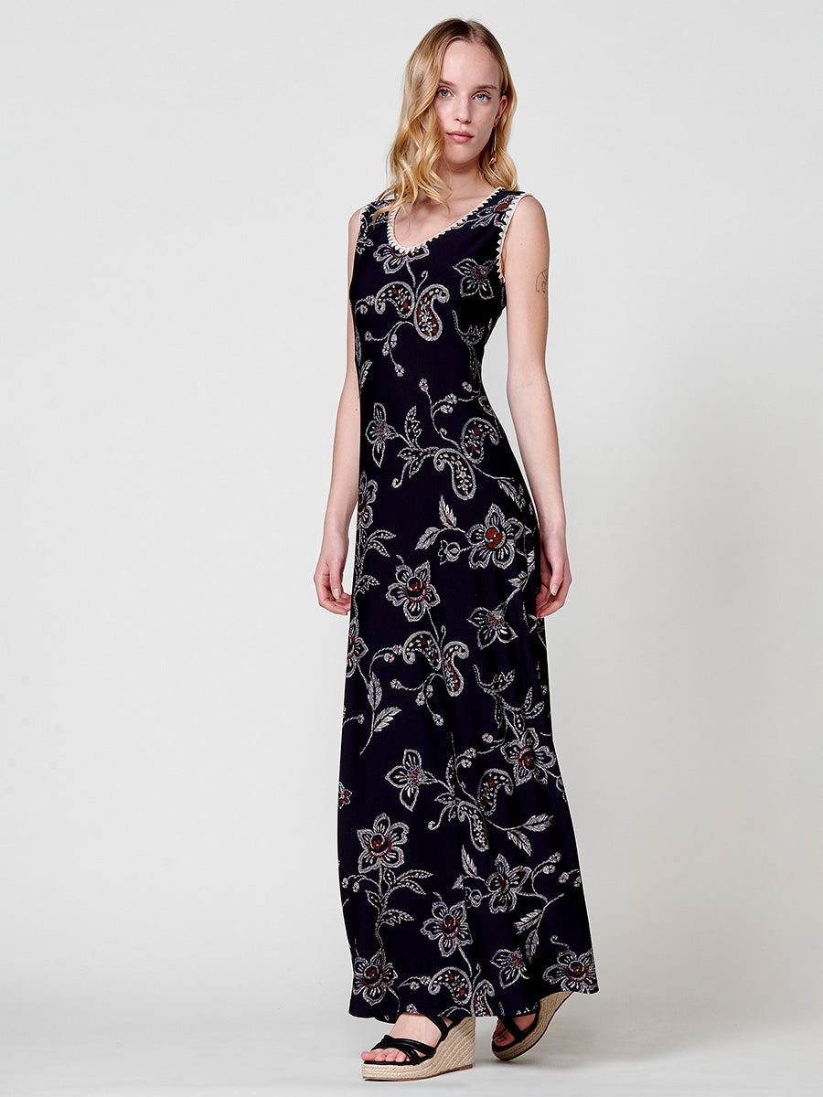 Vestido Mujer largo de tirantes estampado tropical – Koroshi 2512VS32