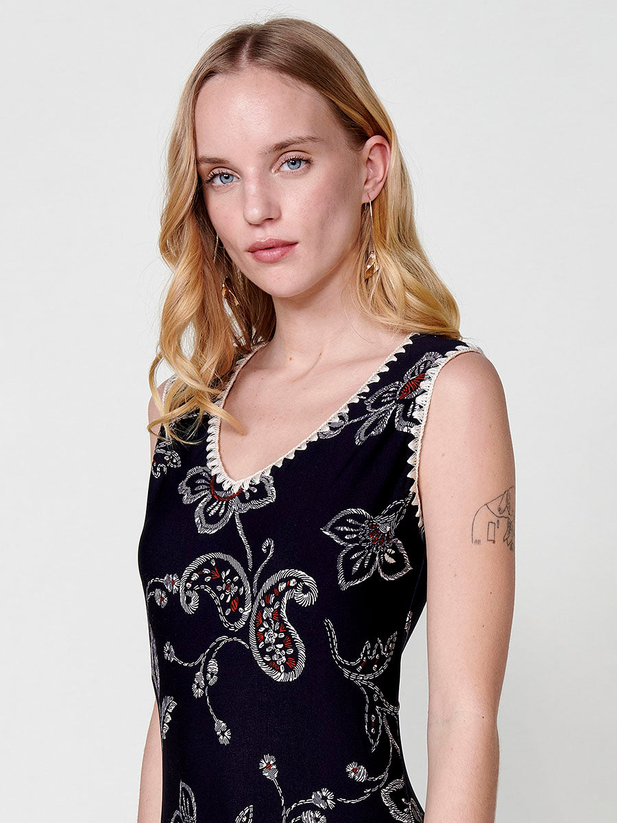 Vestido Mujer largo de tirantes estampado tropical – Koroshi 2512VS32
