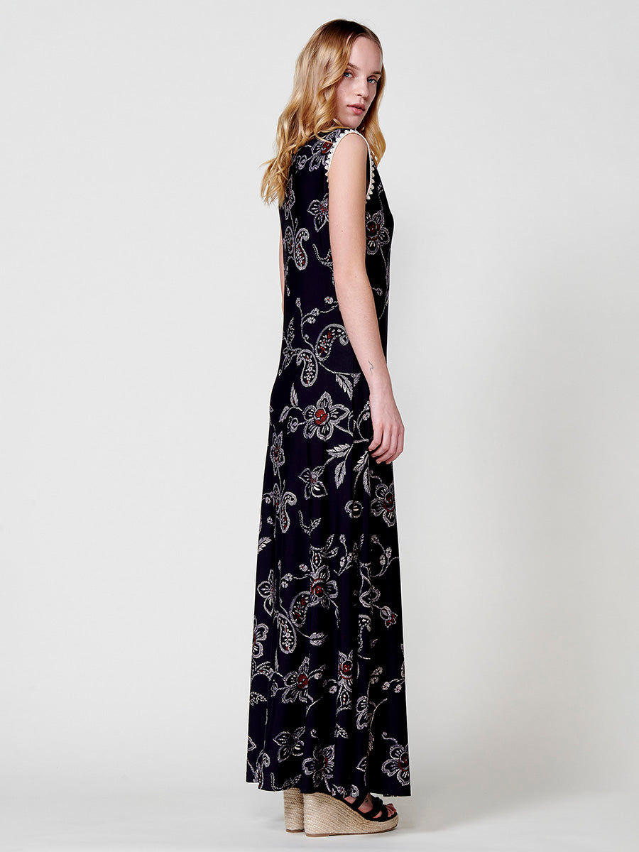 Vestido Mujer largo de tirantes estampado tropical – Koroshi 2512VS32