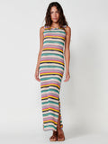 Vestido Mujer largo de punto a rayas – Koroshi multicolor