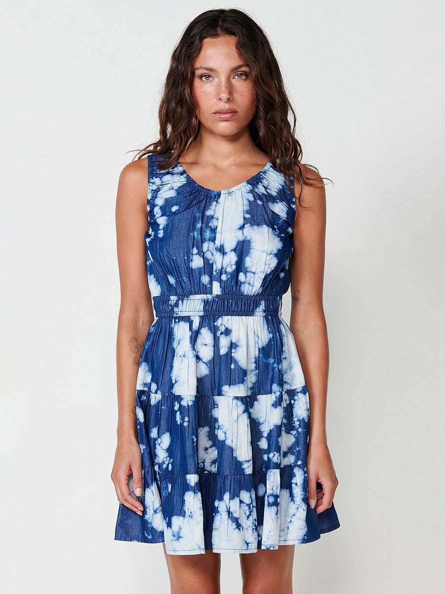 Vestido Mujer corto efecto denim tie-dye – Koroshi azul