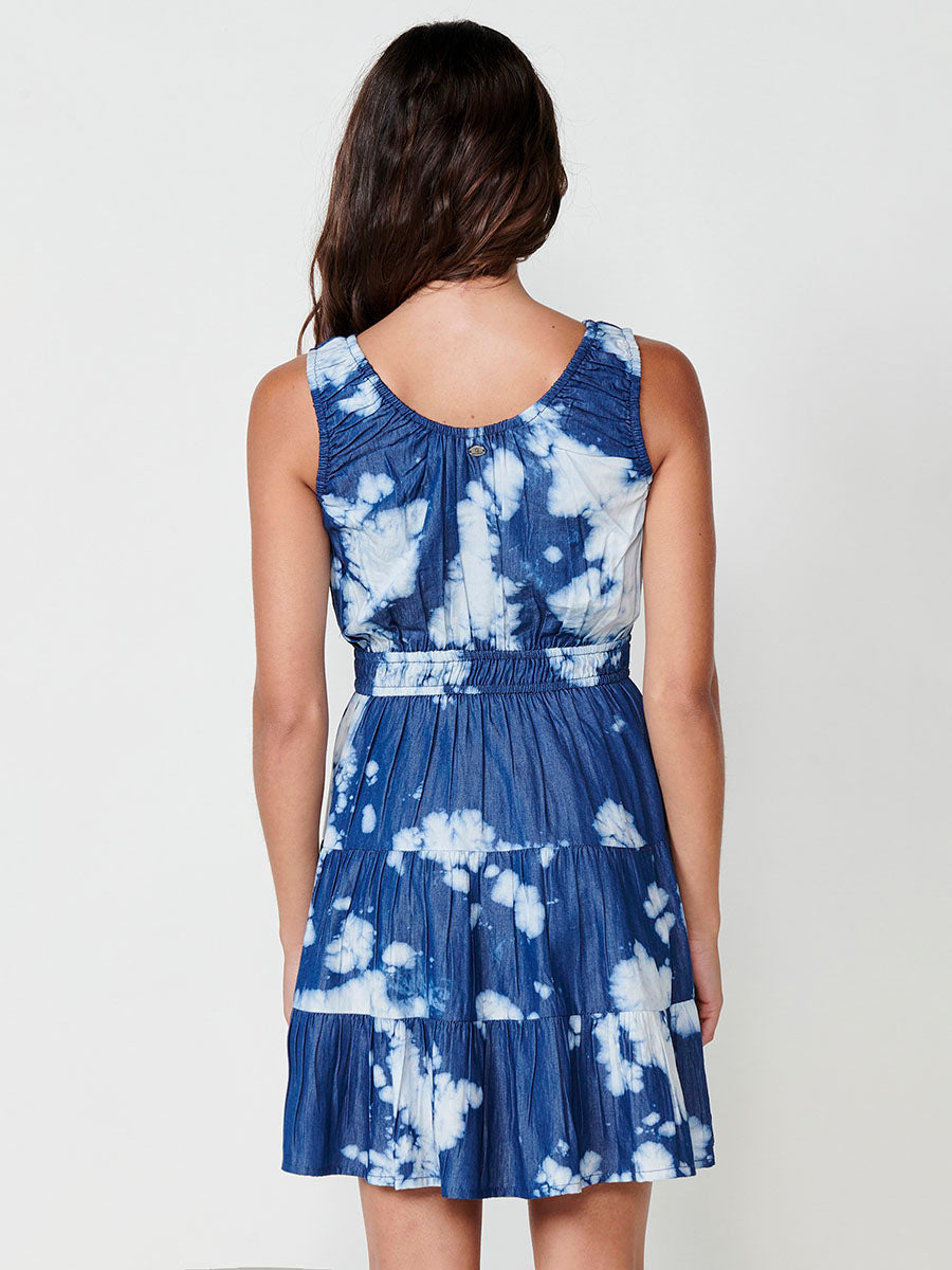 Vestido Mujer corto efecto denim tie-dye – Koroshi azul