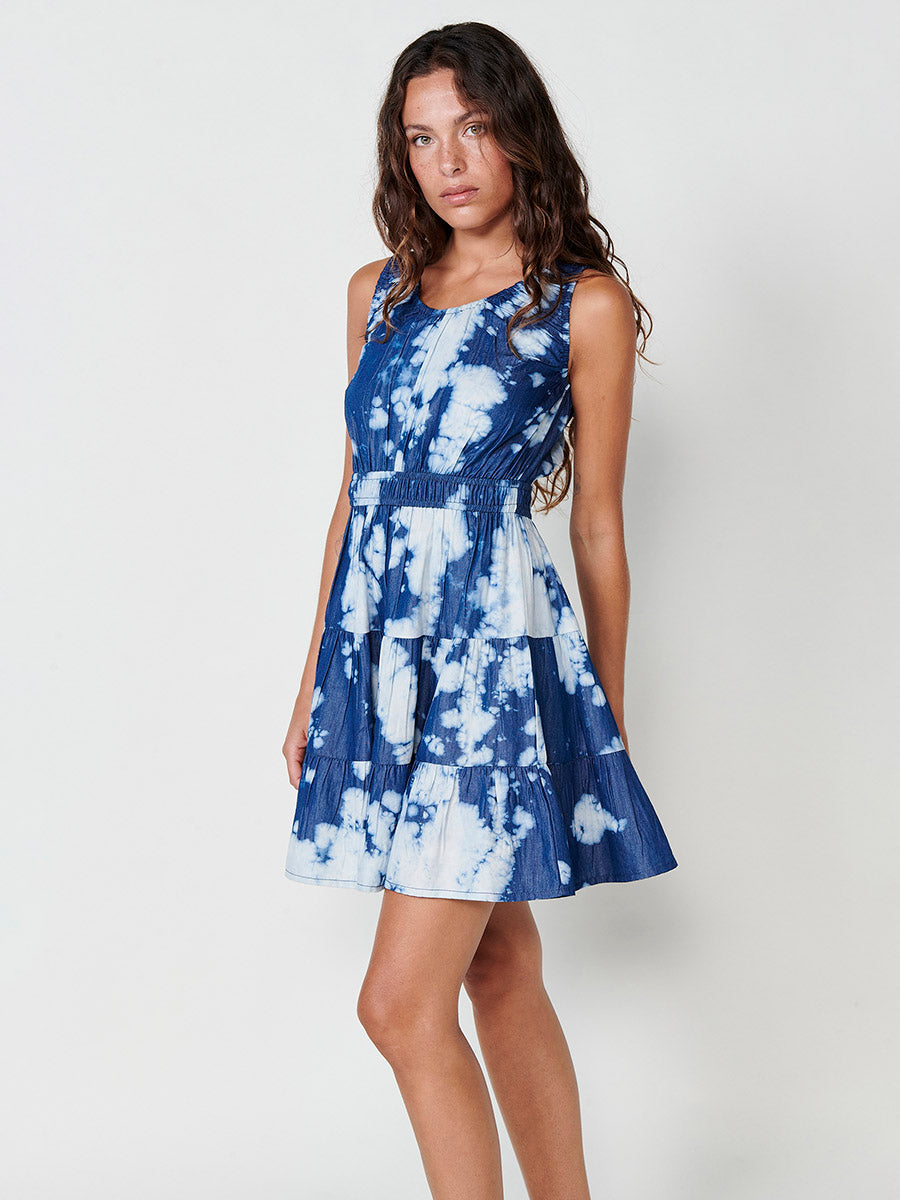 Vestido Mujer corto efecto denim tie-dye – Koroshi azul