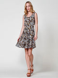 Vestido Mujer corto estampado tropical – Koroshi negro