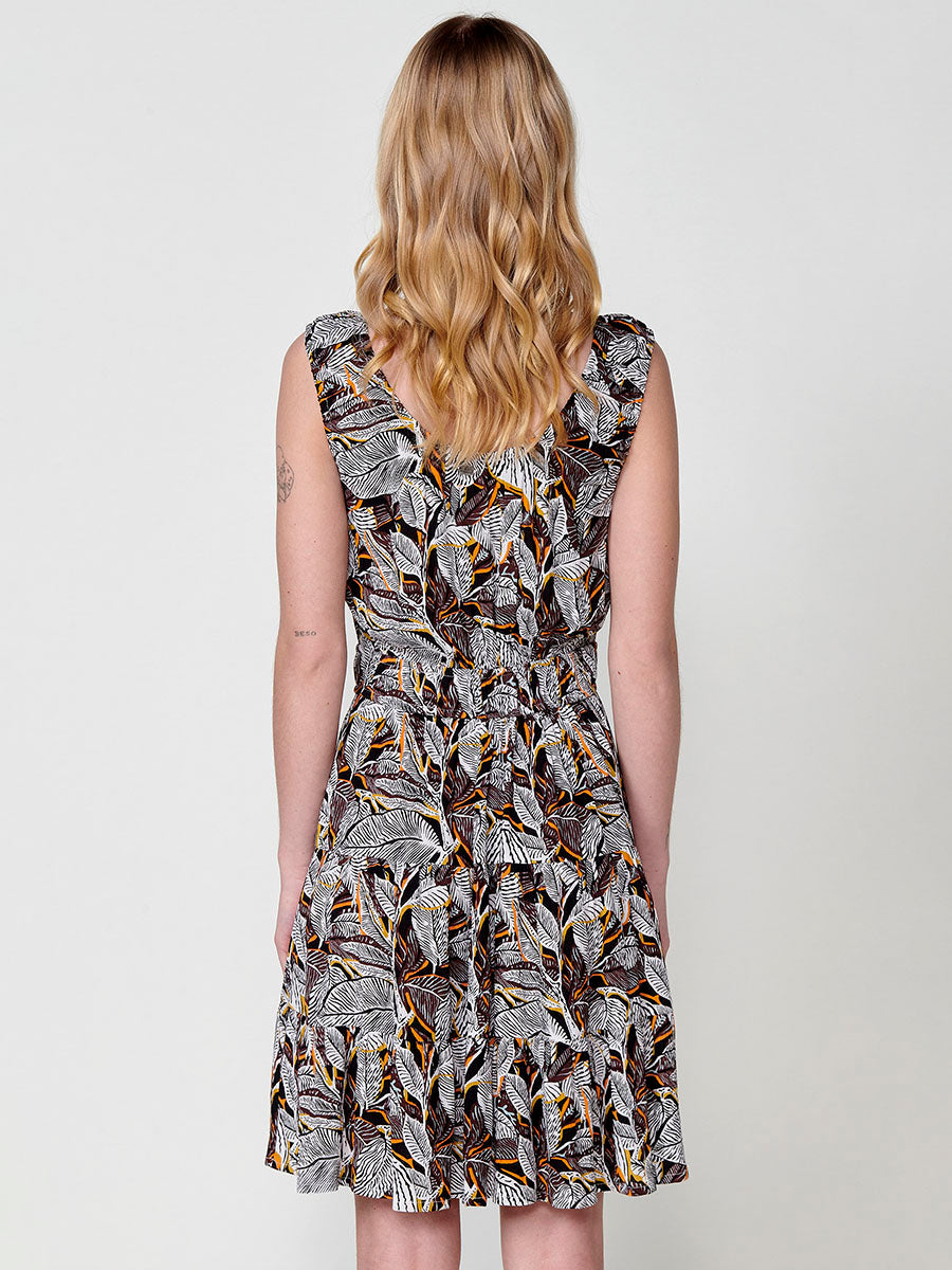 Vestido Mujer corto estampado tropical – Koroshi negro