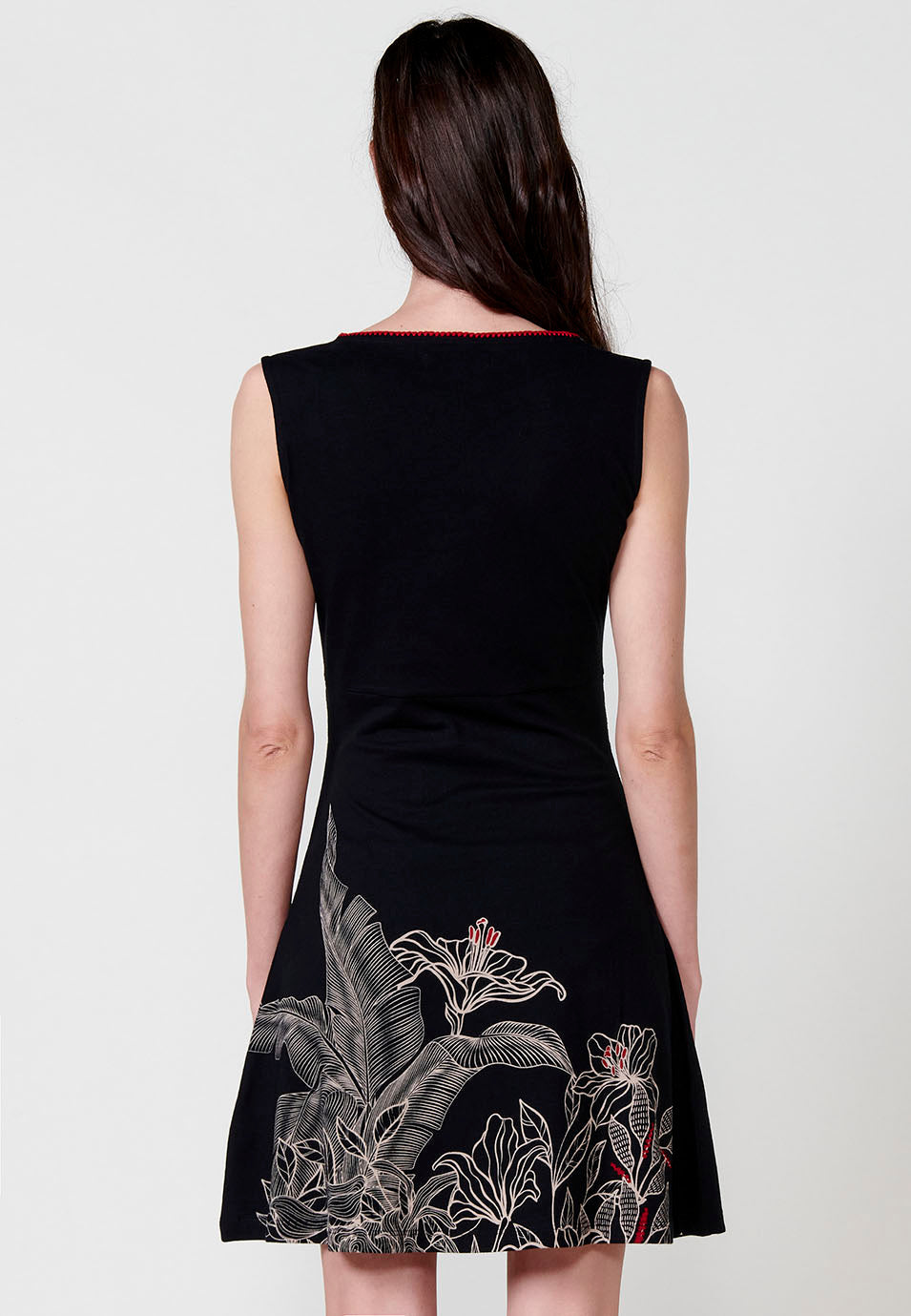 Vestido Mujer corto estampado floral con escote en pico – Koroshi 2512VS57