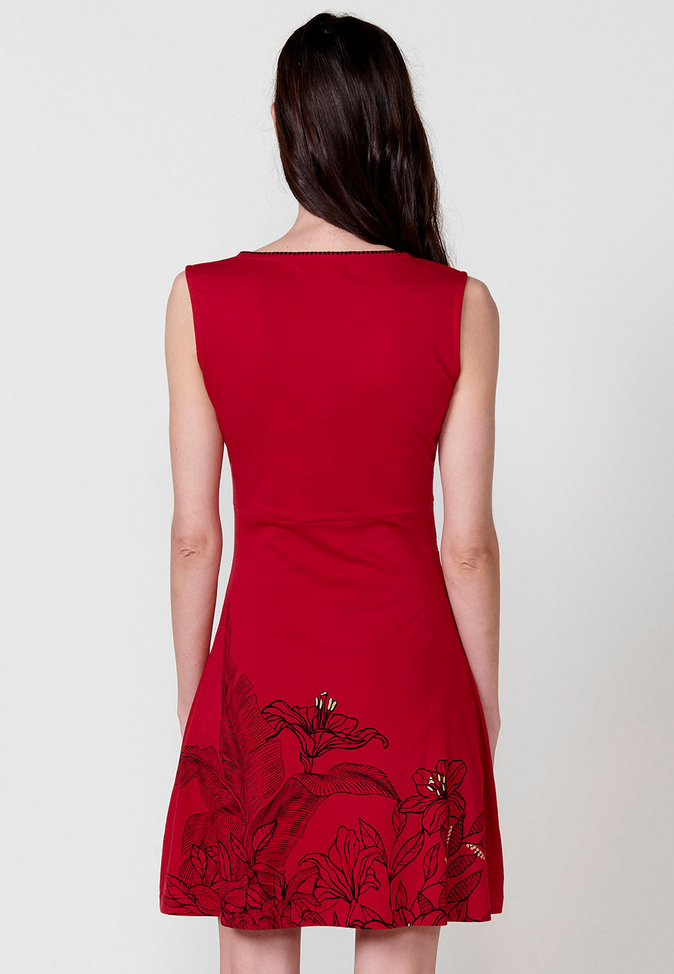 Vestido Mujer corto estampado floral con escote en pico – Koroshi 2512VS57