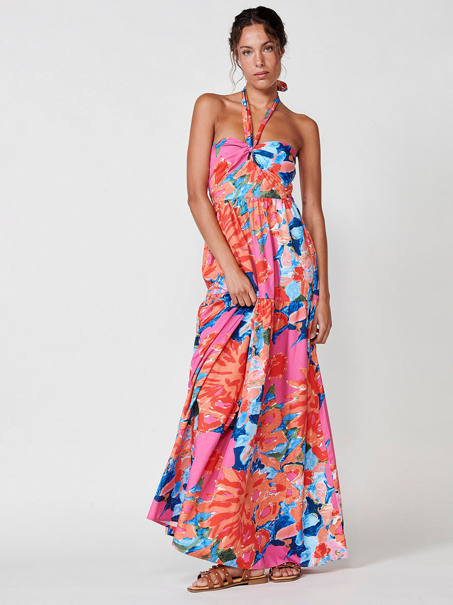 Vestido Largo Halter Estampado Floral Mujer – Koroshi 2512VS71