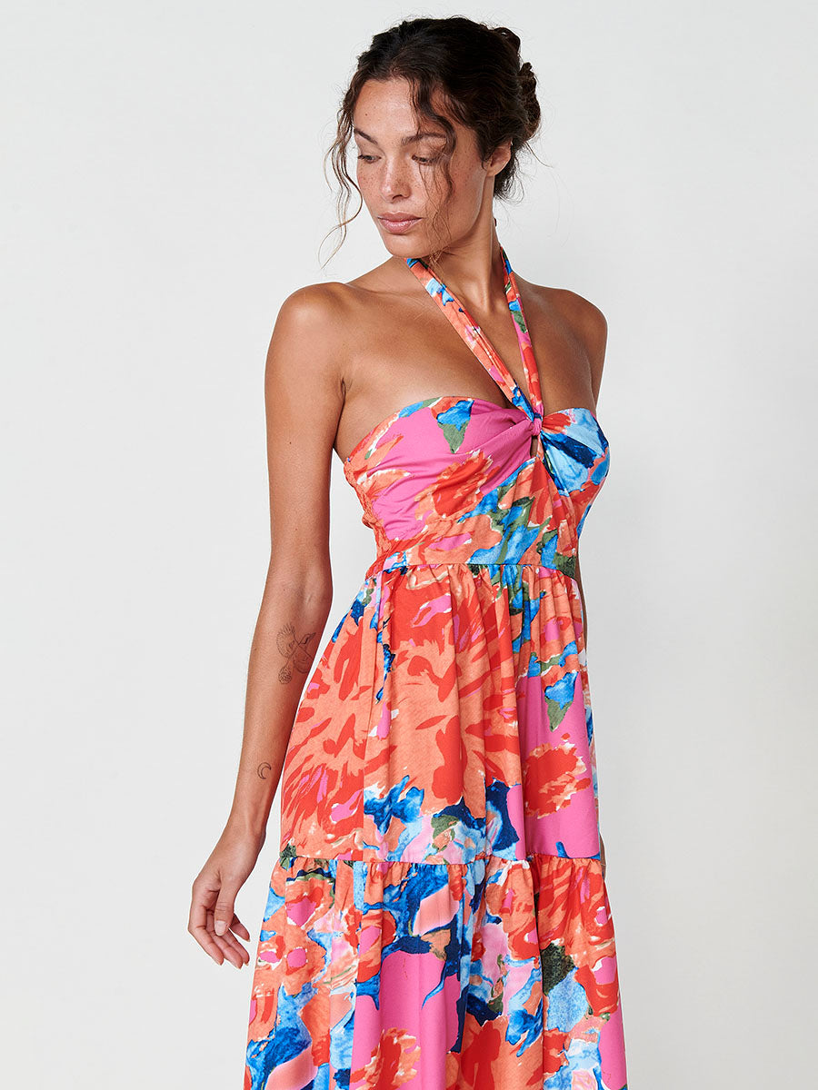 Vestido Largo Halter Estampado Floral Mujer – Koroshi 2512VS71